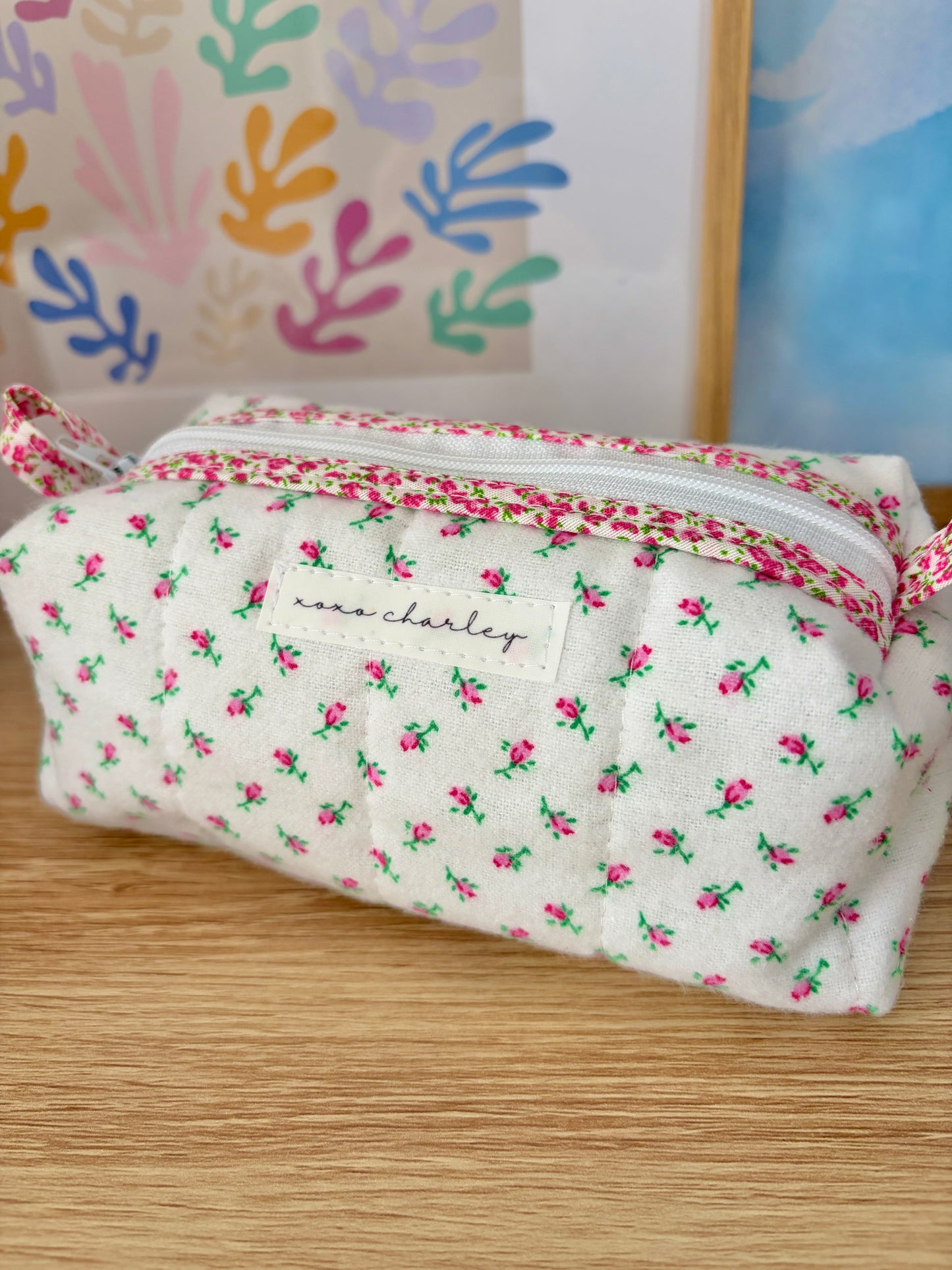 The Mini Rose Colorblock Bag - Pink Floral/Green Gingham