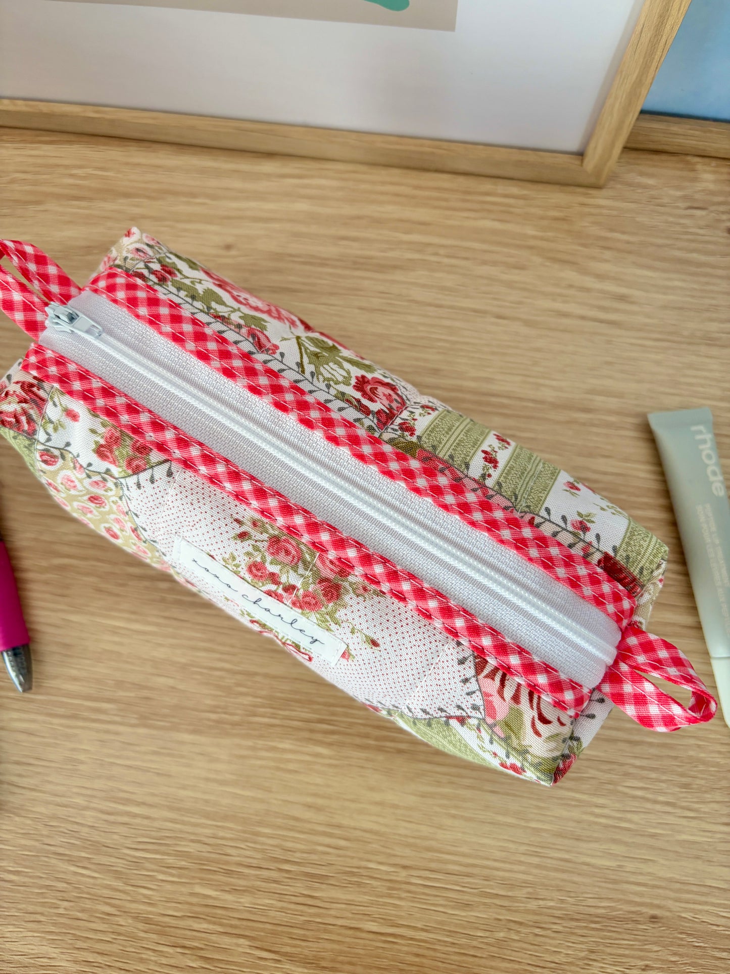 The Rosette Colorblock Bag - Red/Red Gingham