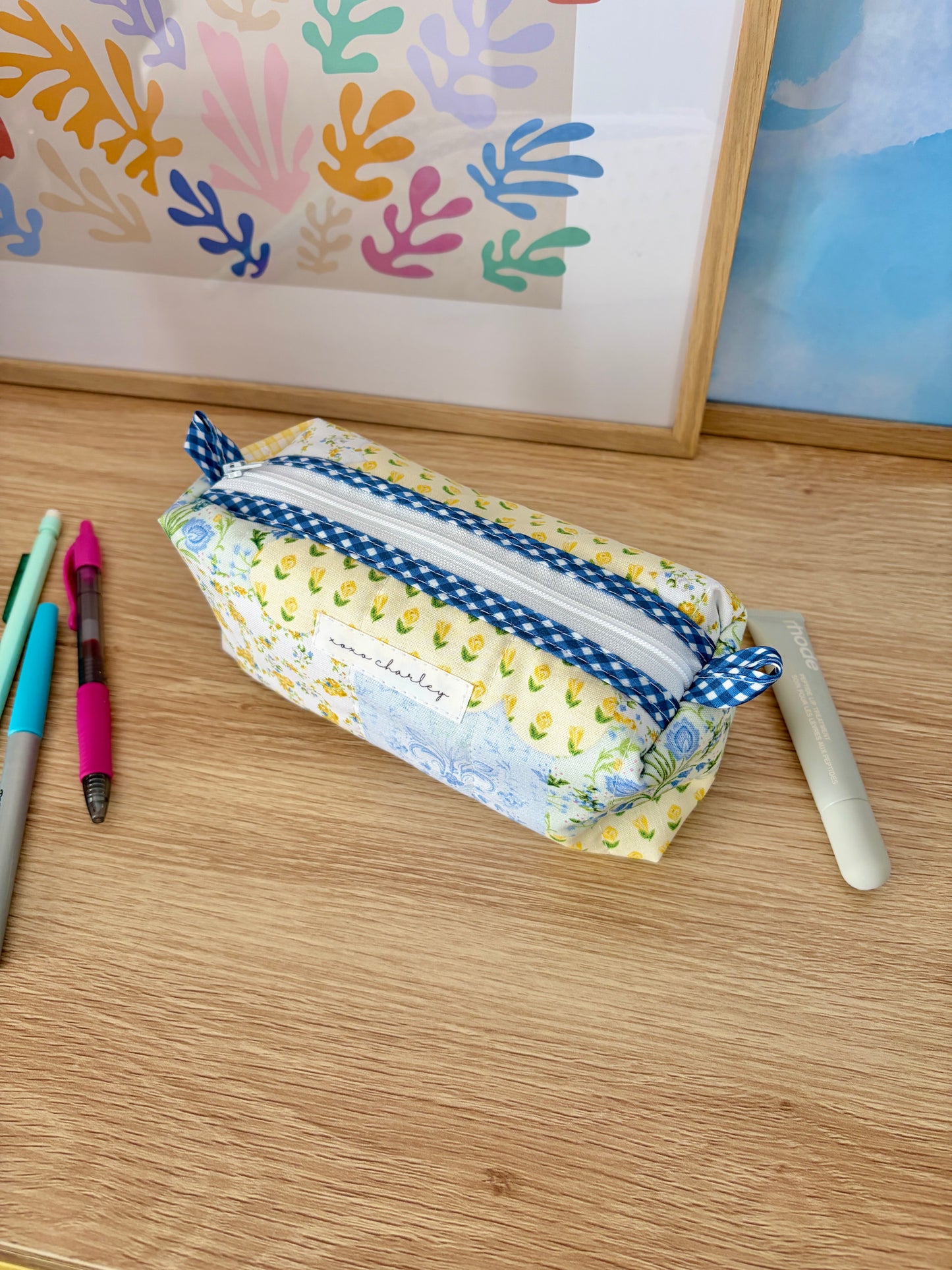 The Green Patchwork Colorblock Bag - Blue/Green Gingham