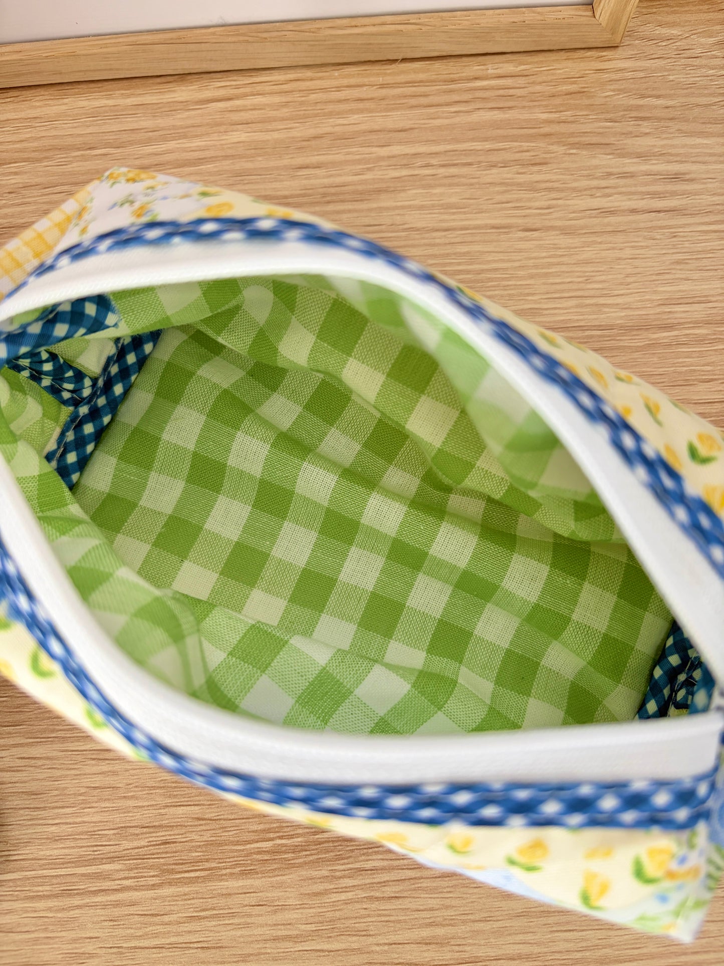 The Green Patchwork Colorblock Bag - Blue/Green Gingham