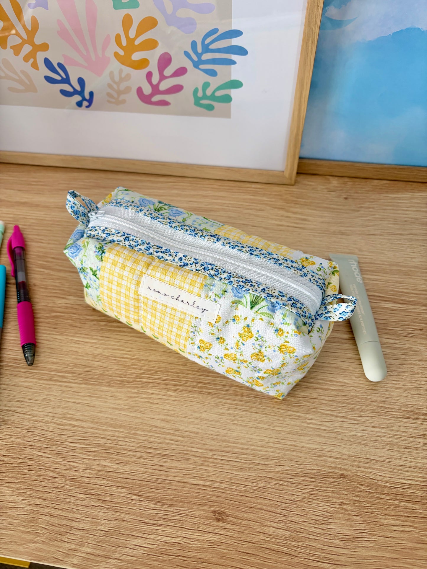 The Green Patchwork Colorblock Bag - Blue Floral/Green Gingham