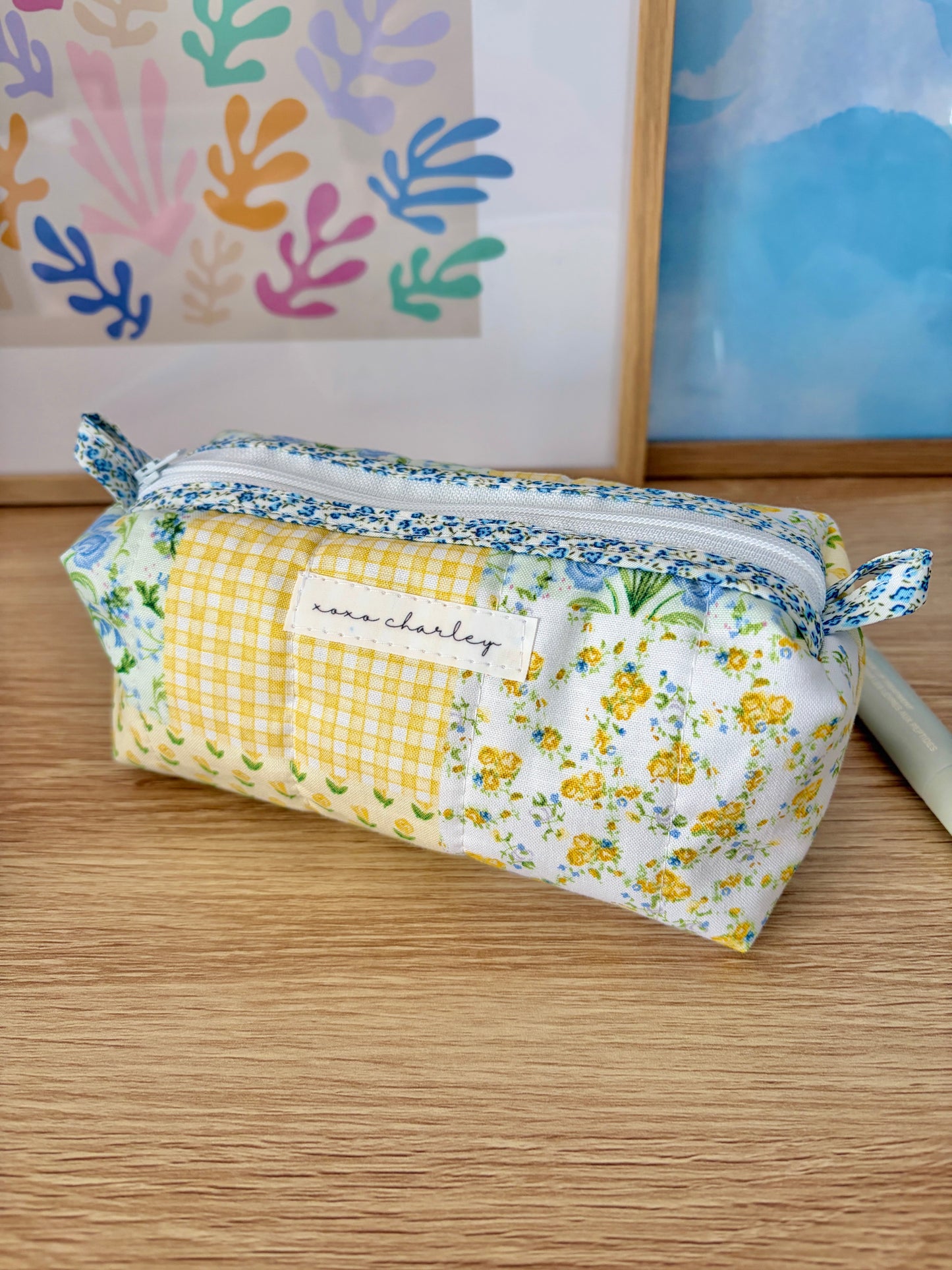 The Green Patchwork Colorblock Bag - Blue Floral/Green Gingham
