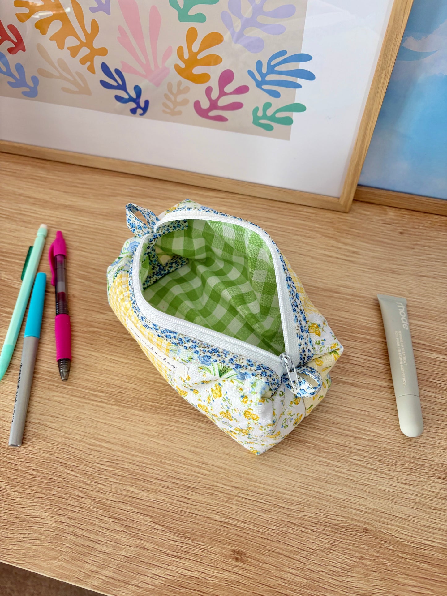 The Green Patchwork Colorblock Bag - Blue Floral/Green Gingham