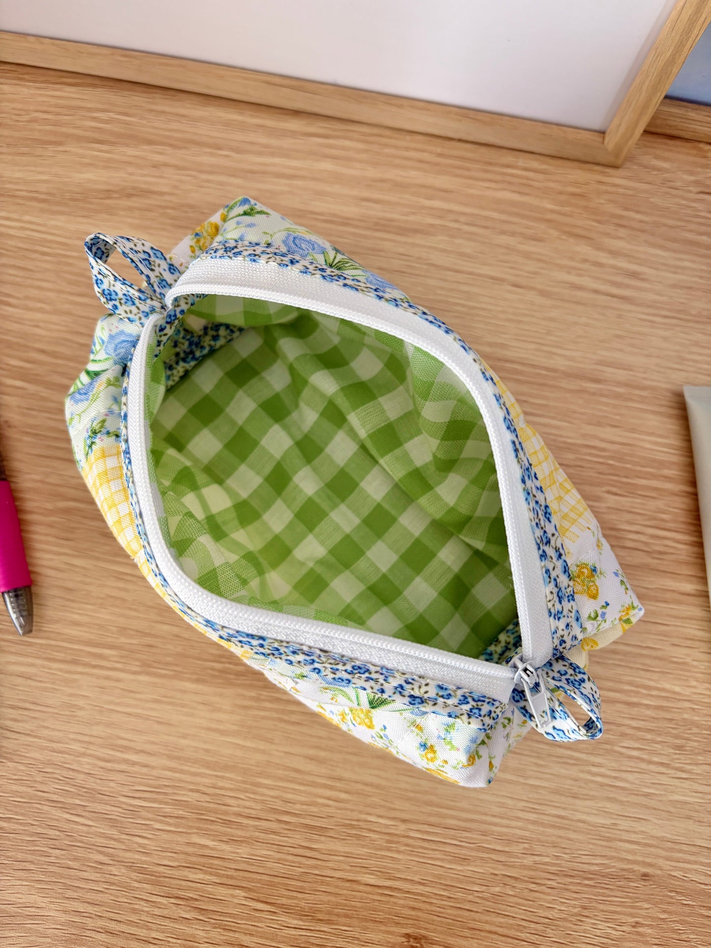 The Green Patchwork Colorblock Bag - Blue Floral/Green Gingham