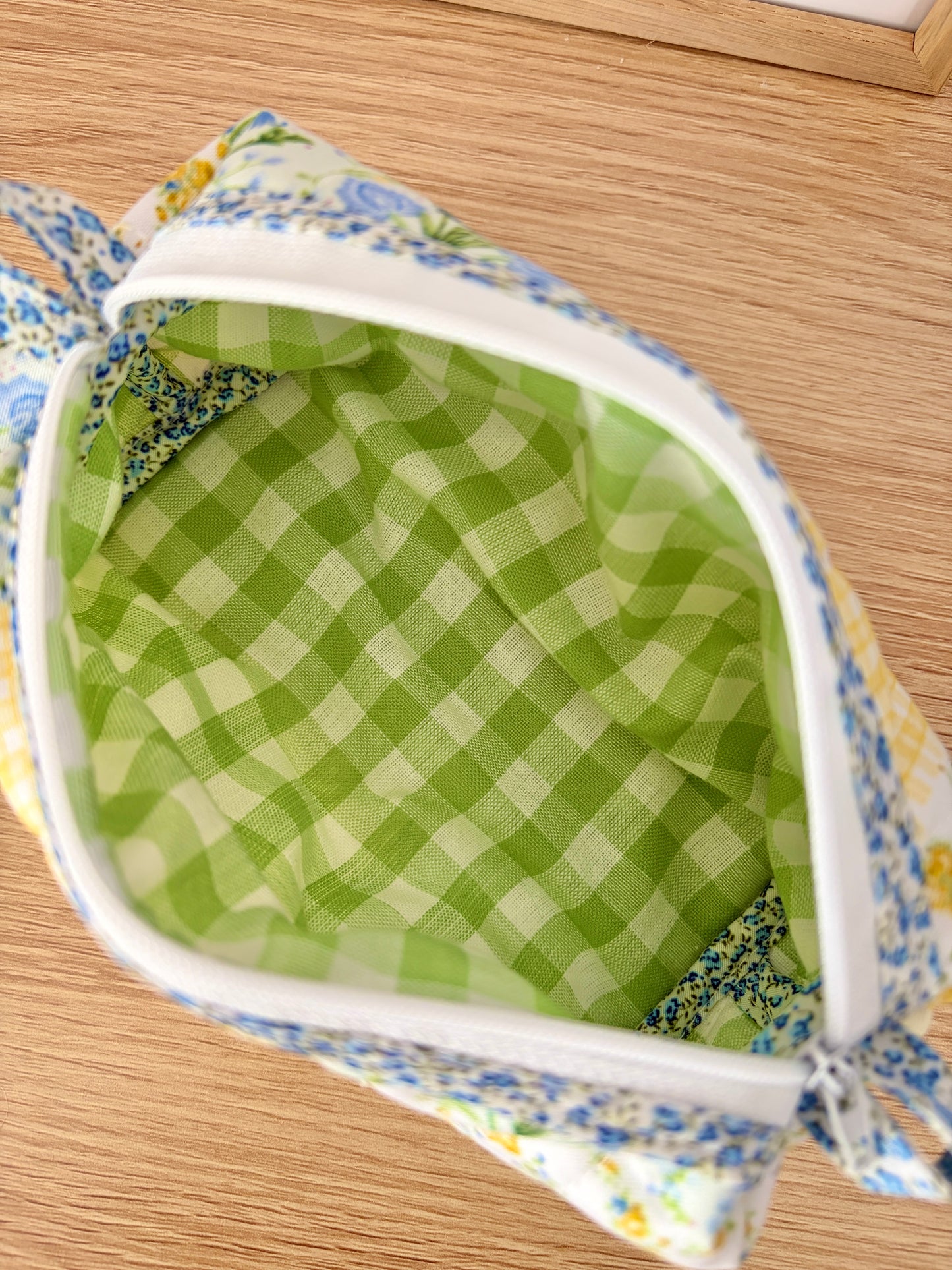 The Green Patchwork Colorblock Bag - Blue Floral/Green Gingham