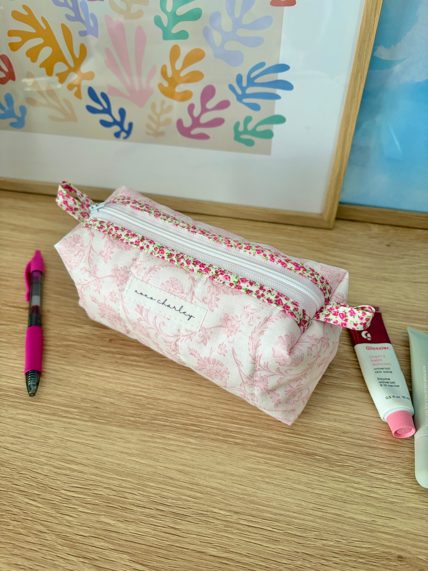 The Vintage Pink Colorblock Bag - Pink Floral/Pink Gingham