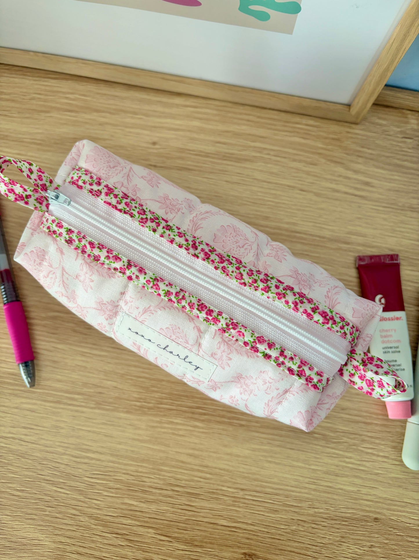 The Vintage Pink Colorblock Bag - Pink Floral/Pink Gingham