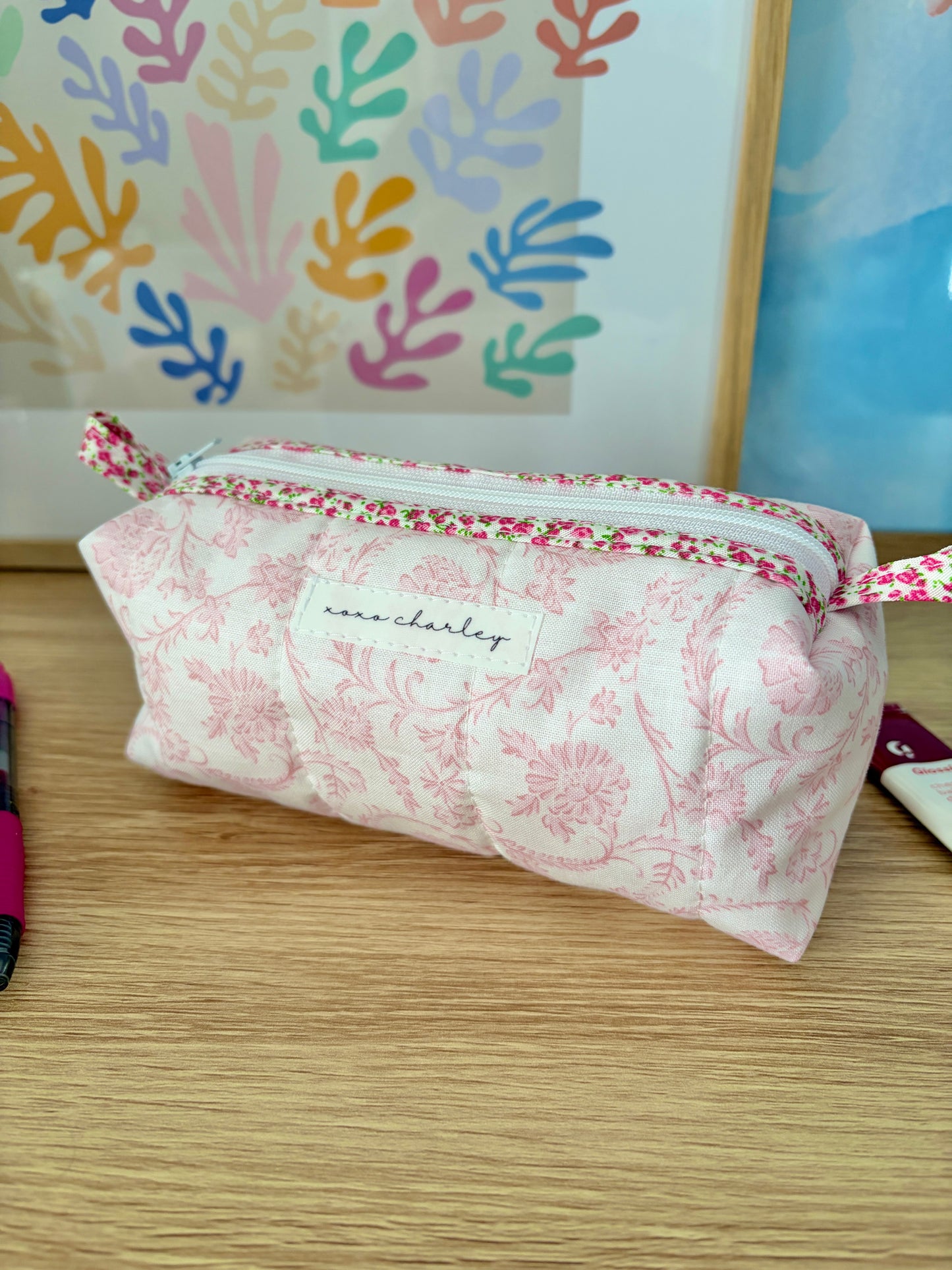 The Vintage Pink Colorblock Bag - Pink Floral/Pink Gingham