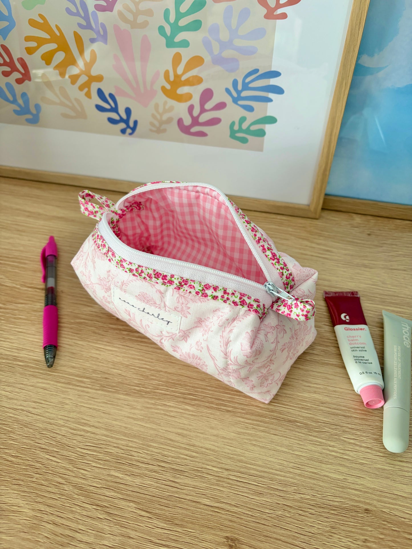 The Vintage Pink Colorblock Bag - Pink Floral/Pink Gingham
