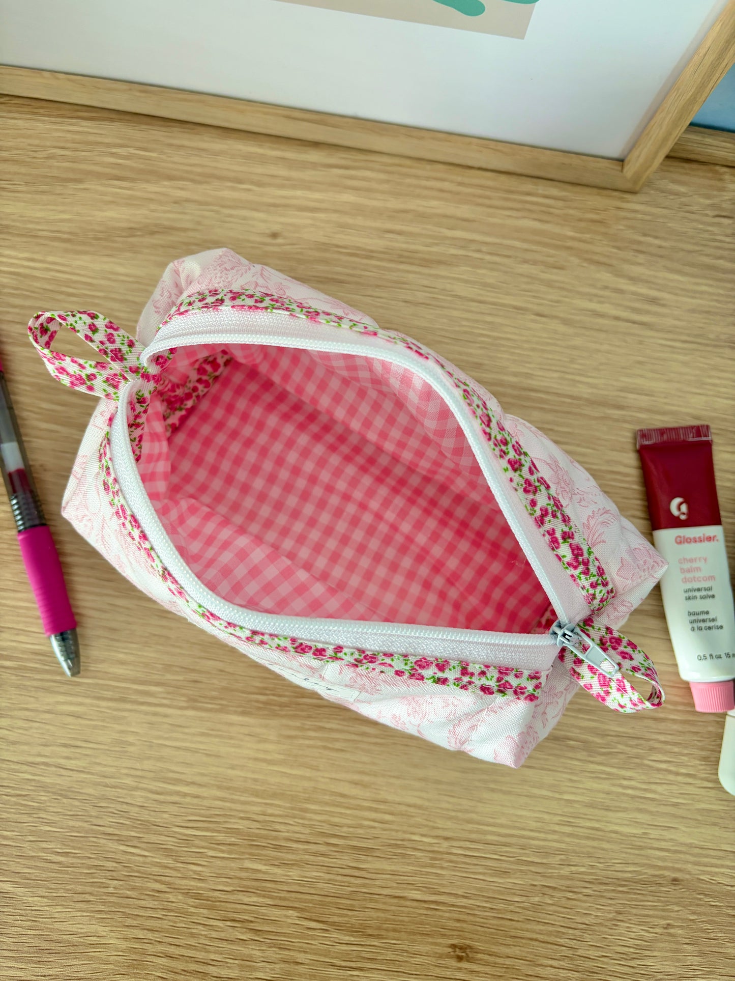 The Vintage Pink Colorblock Bag - Pink Floral/Pink Gingham
