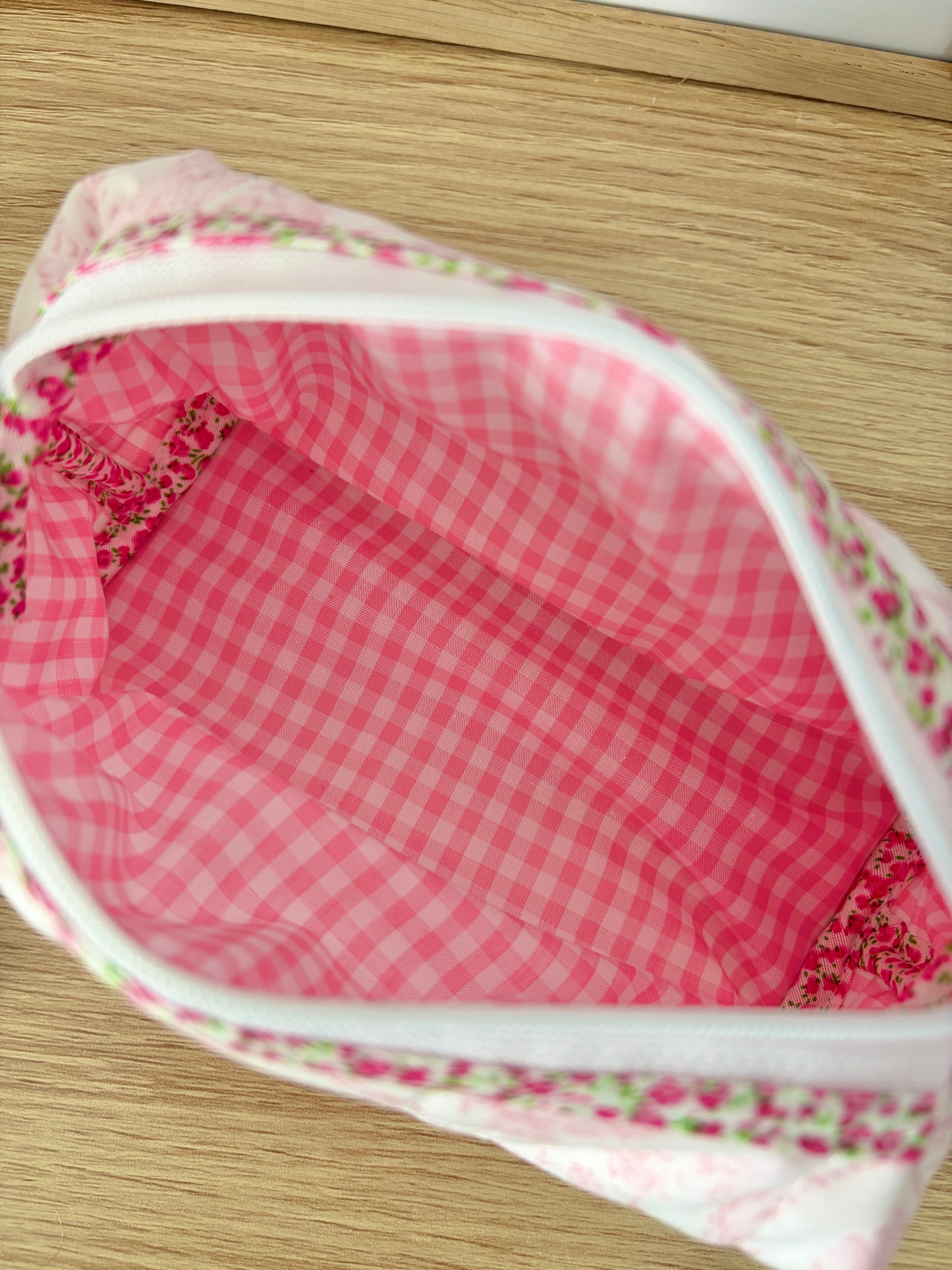 The Vintage Pink Colorblock Bag - Pink Floral/Pink Gingham