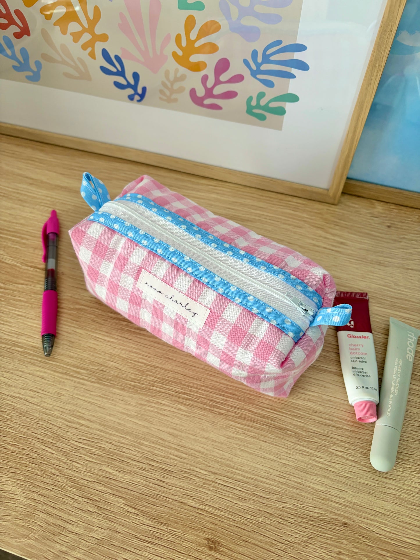 The Pink Gingham Colorblock Bag - Blue/White