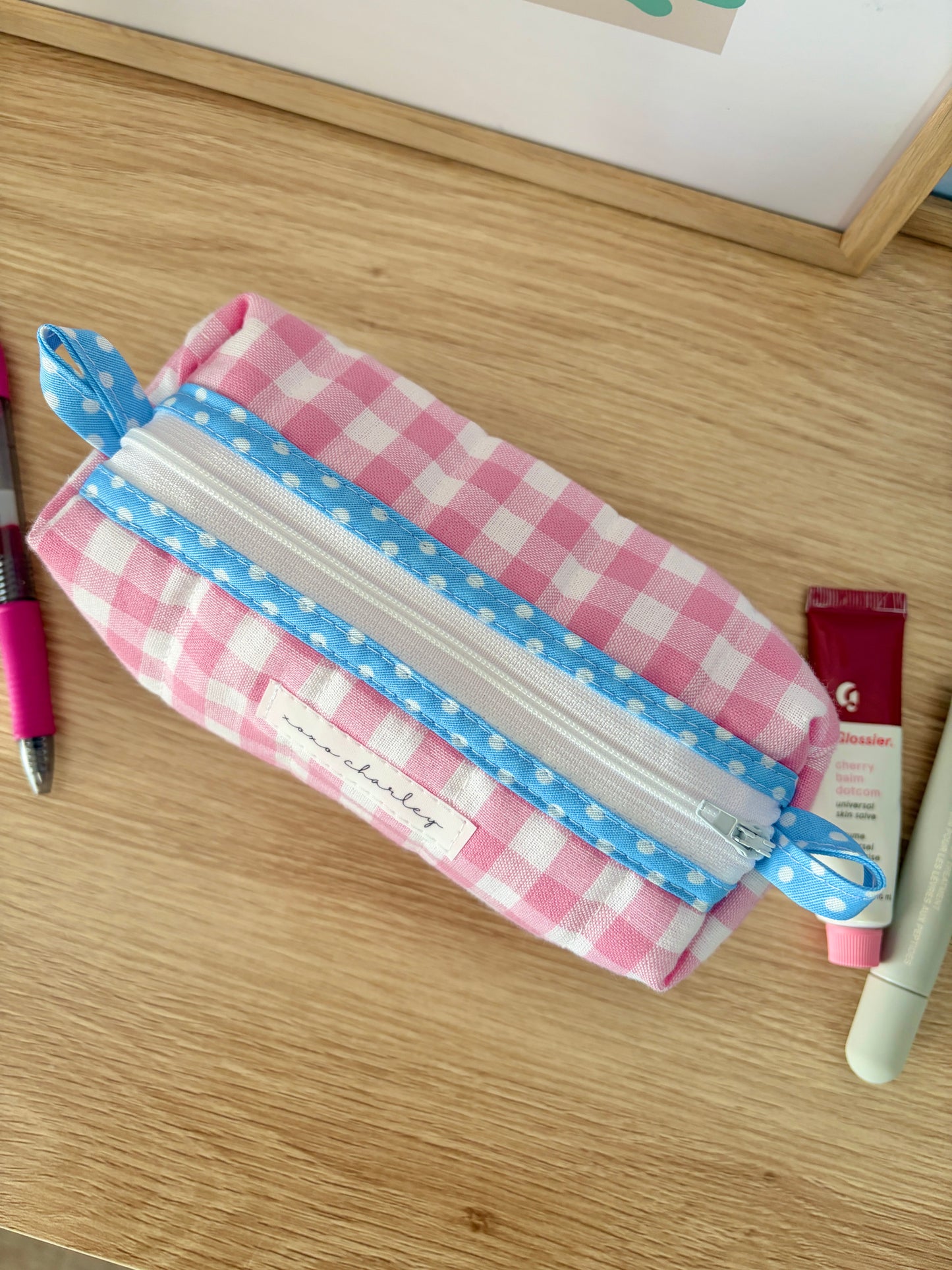 The Pink Gingham Colorblock Bag - Blue/White