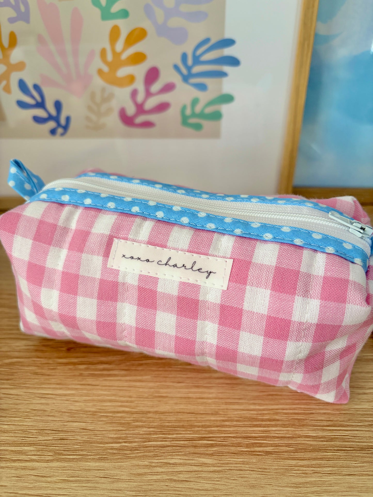 The Pink Gingham Colorblock Bag - Blue/White