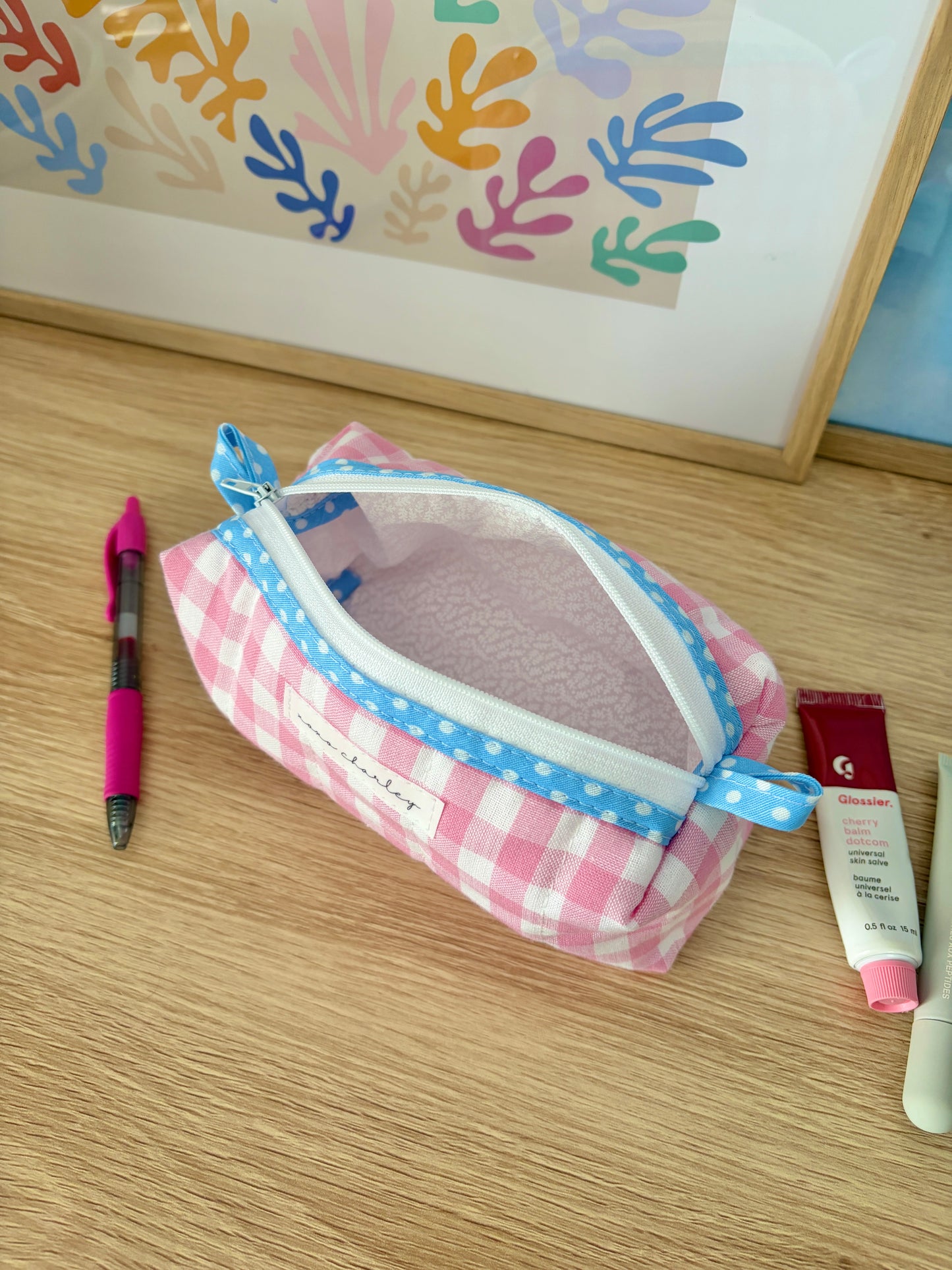 The Pink Gingham Colorblock Bag - Blue/White