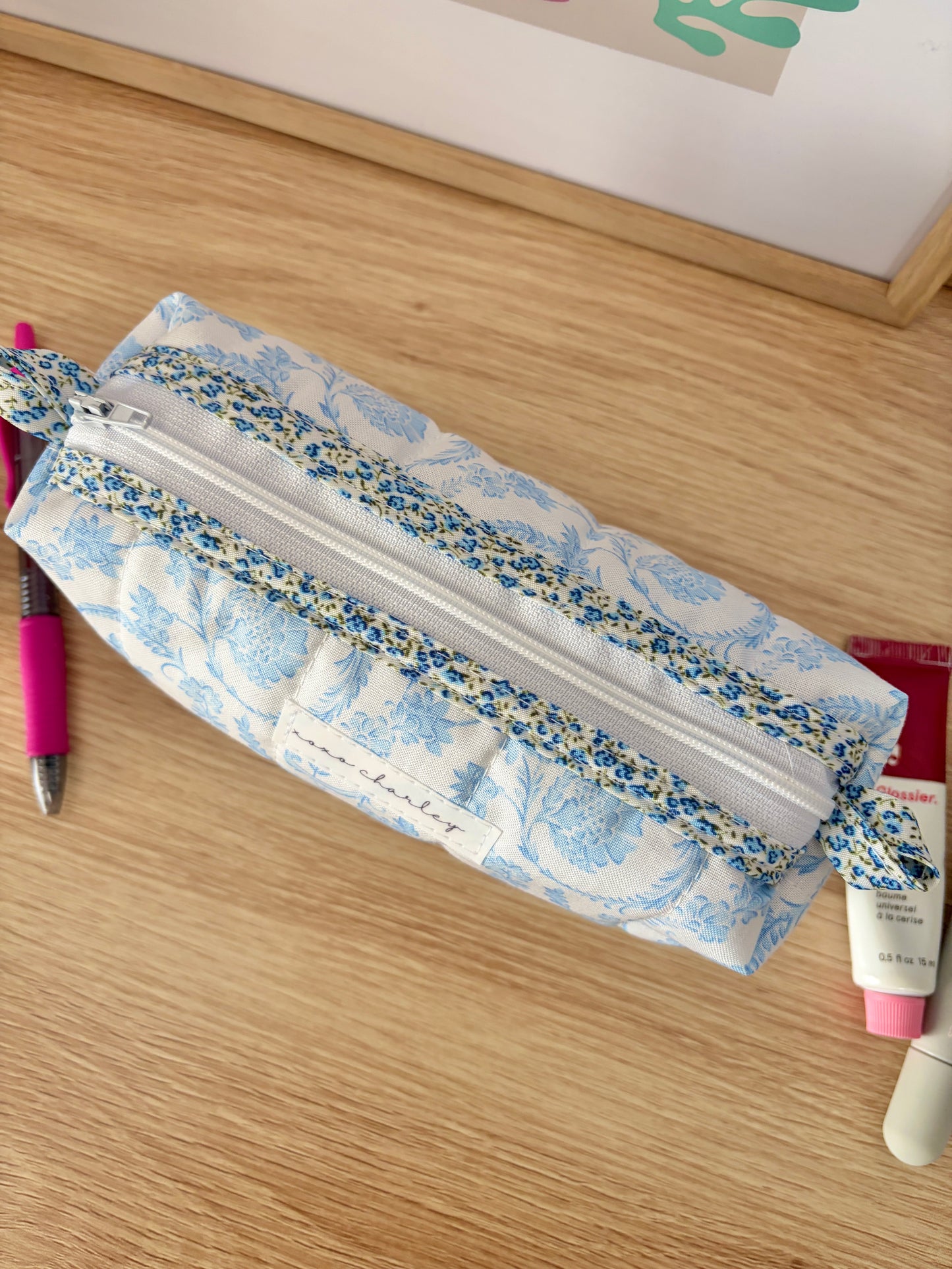 The Vintage Blue Colorblock Bag - Blue Floral/Blue Gingham