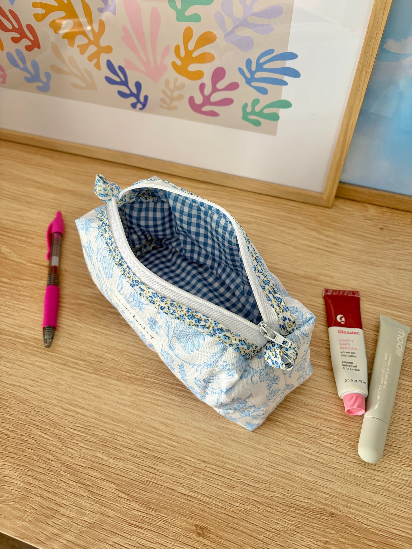 The Vintage Blue Colorblock Bag - Blue Floral/Blue Gingham