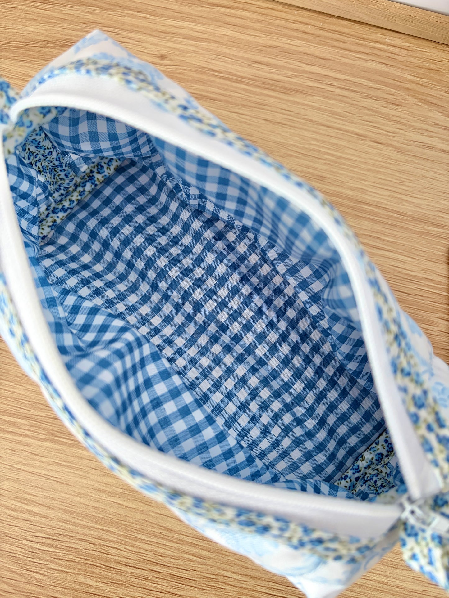 The Vintage Blue Colorblock Bag - Blue Floral/Blue Gingham