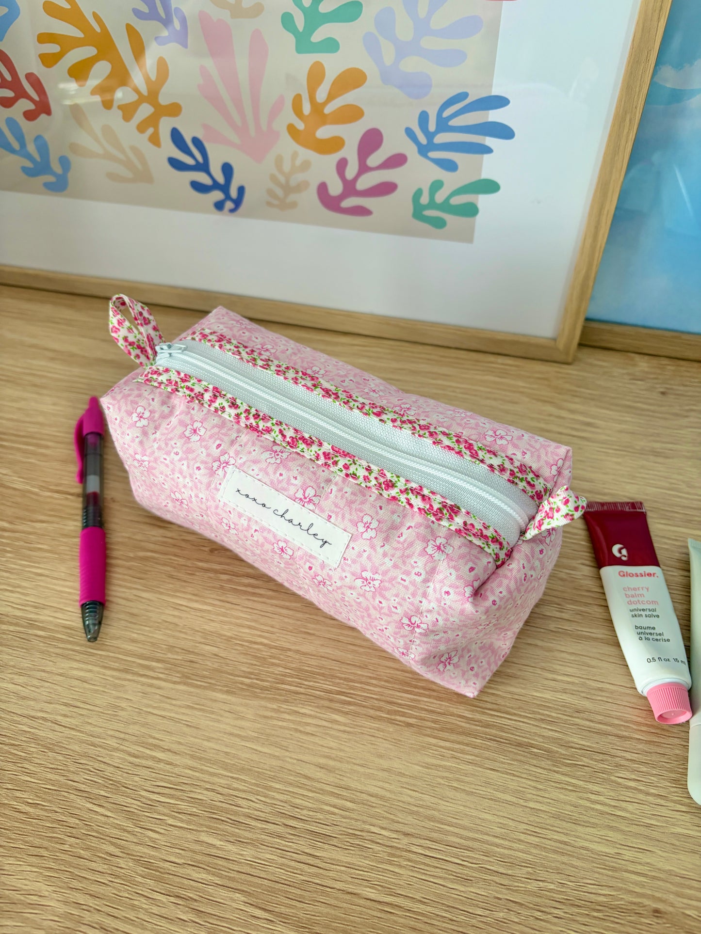 The Pink Hawaiian Colorblock Bag - Pink Floral/Green Gingham