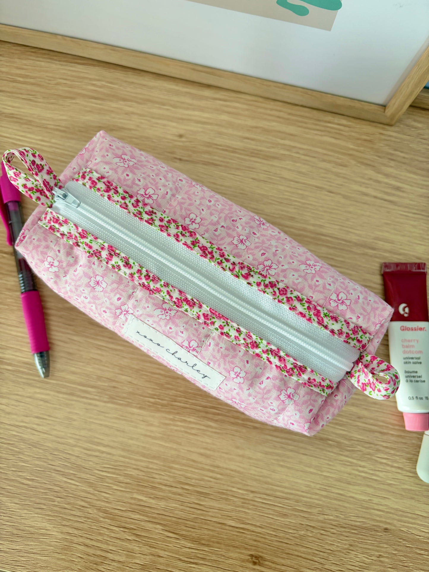 The Pink Hawaiian Colorblock Bag - Pink Floral/Green Gingham