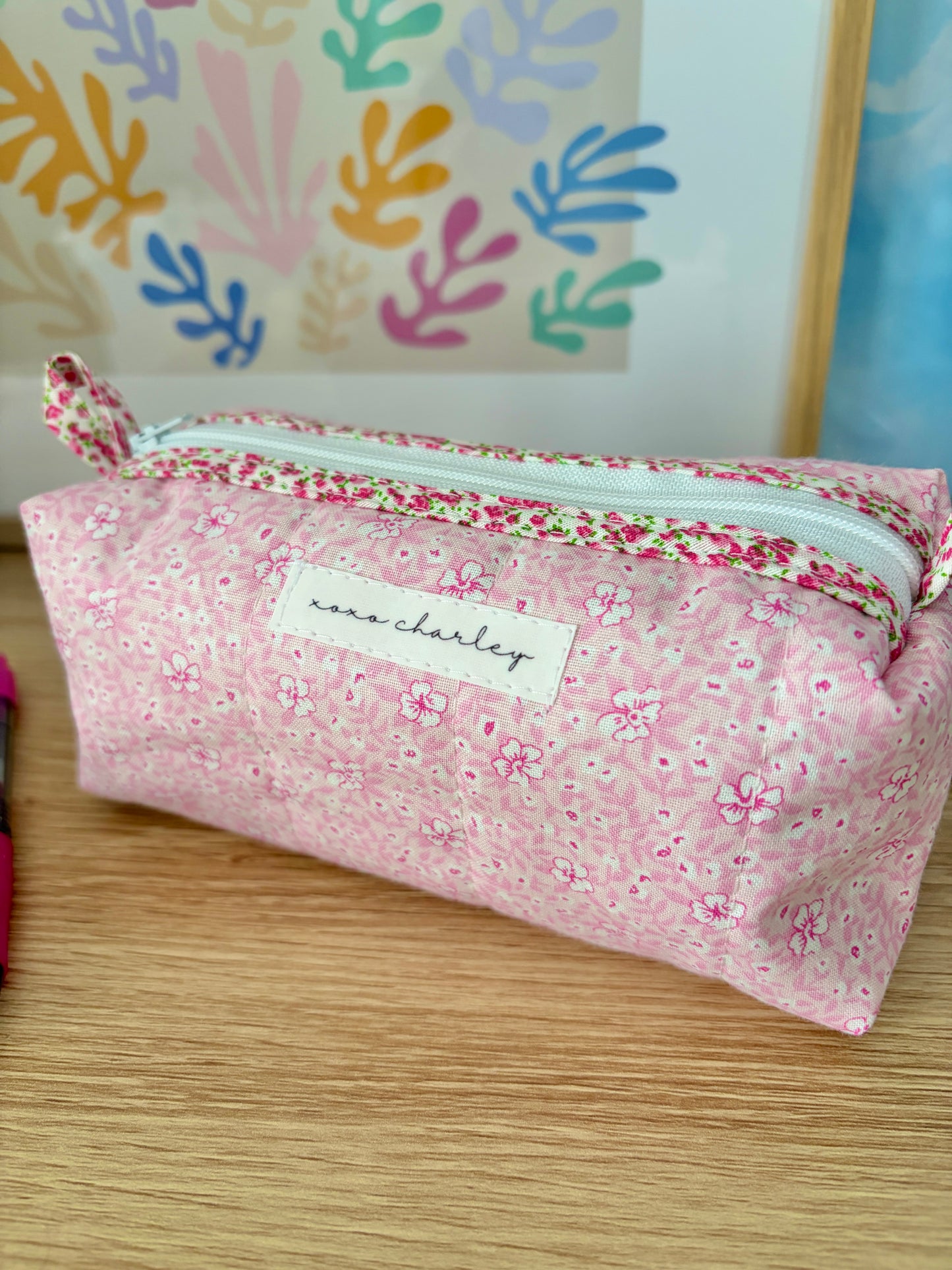 The Pink Hawaiian Colorblock Bag - Pink Floral/Green Gingham