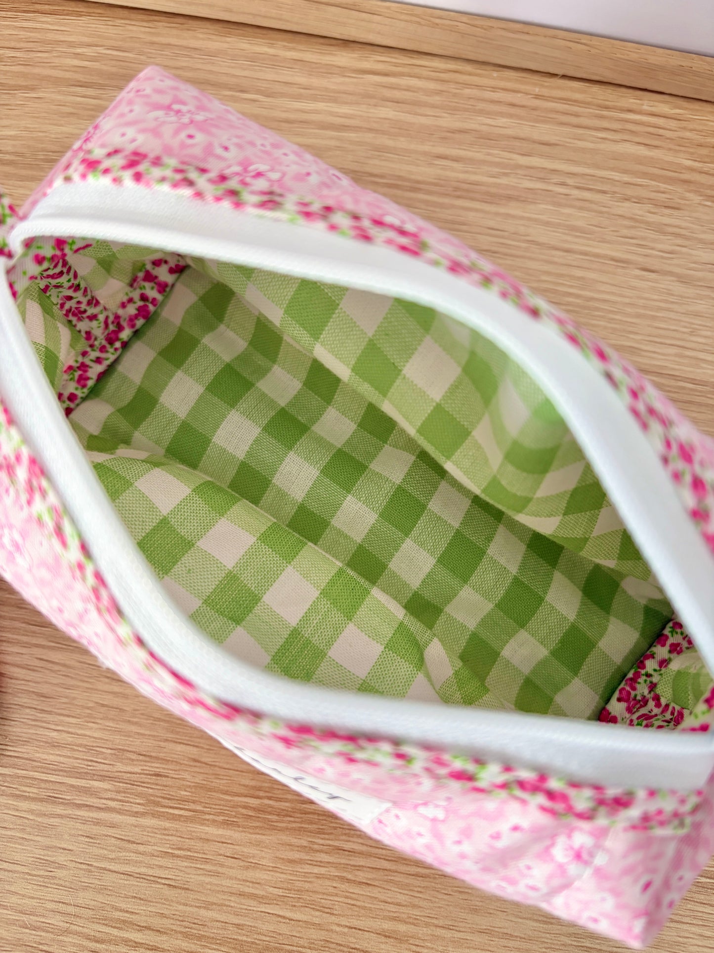 The Pink Hawaiian Colorblock Bag - Pink Floral/Green Gingham