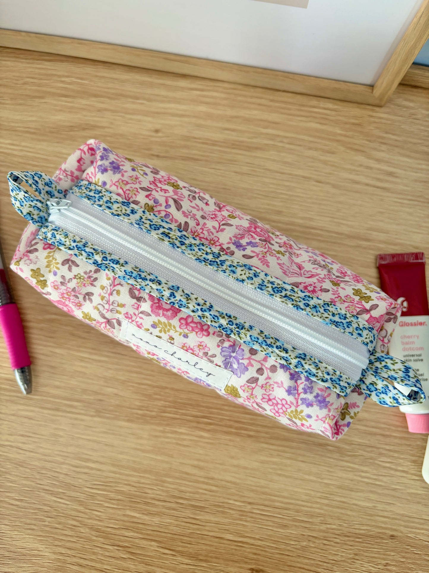 The Ditsy Picnic Pink Colorblock Bag - Blue Floral/Purple Gingham