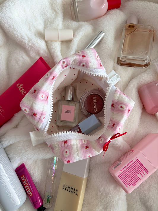 Raspberry Sorbet Mini Makeup Bag with Red Bow *limited-edition*