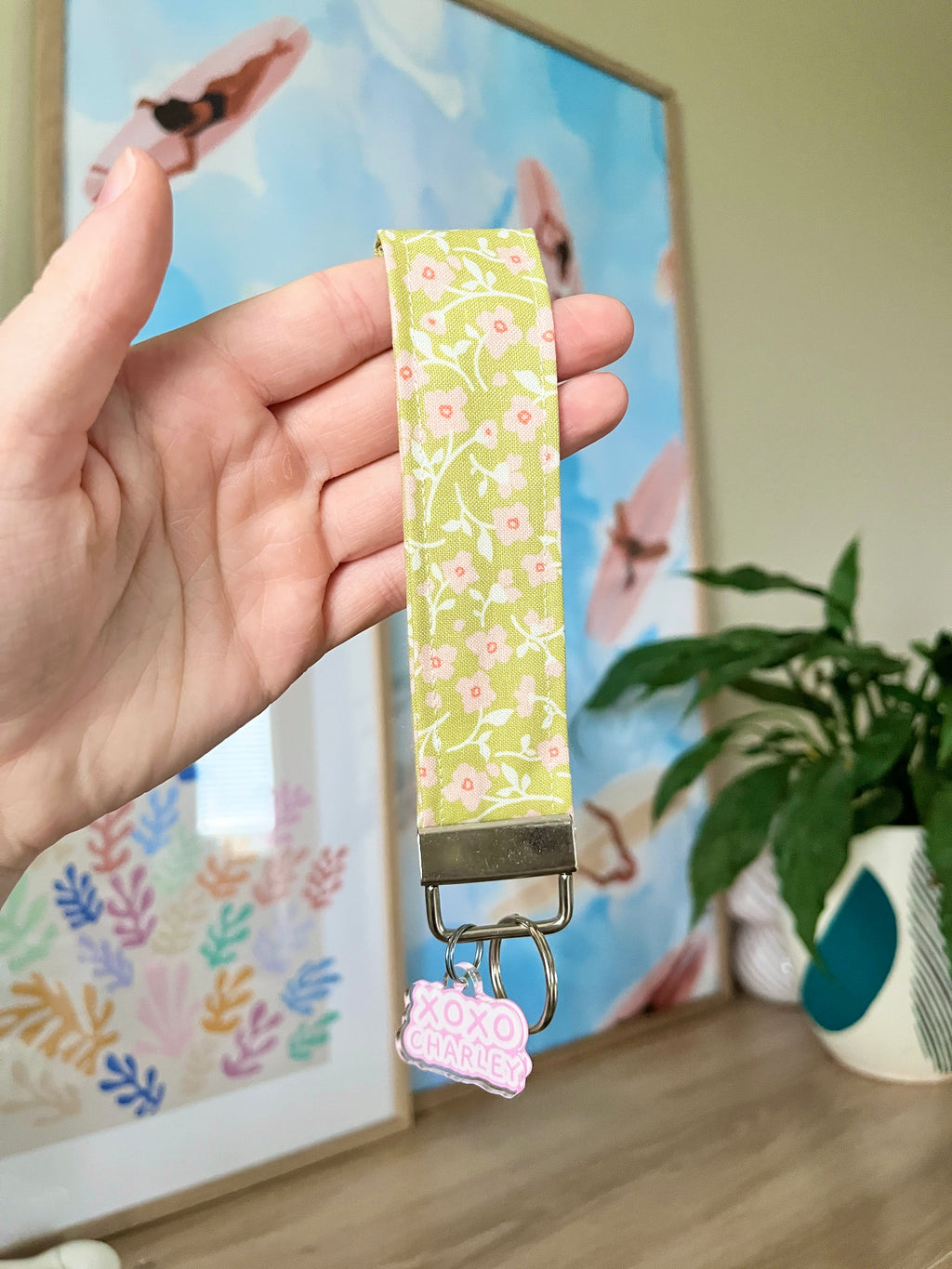 Peony Keychain Wristlet