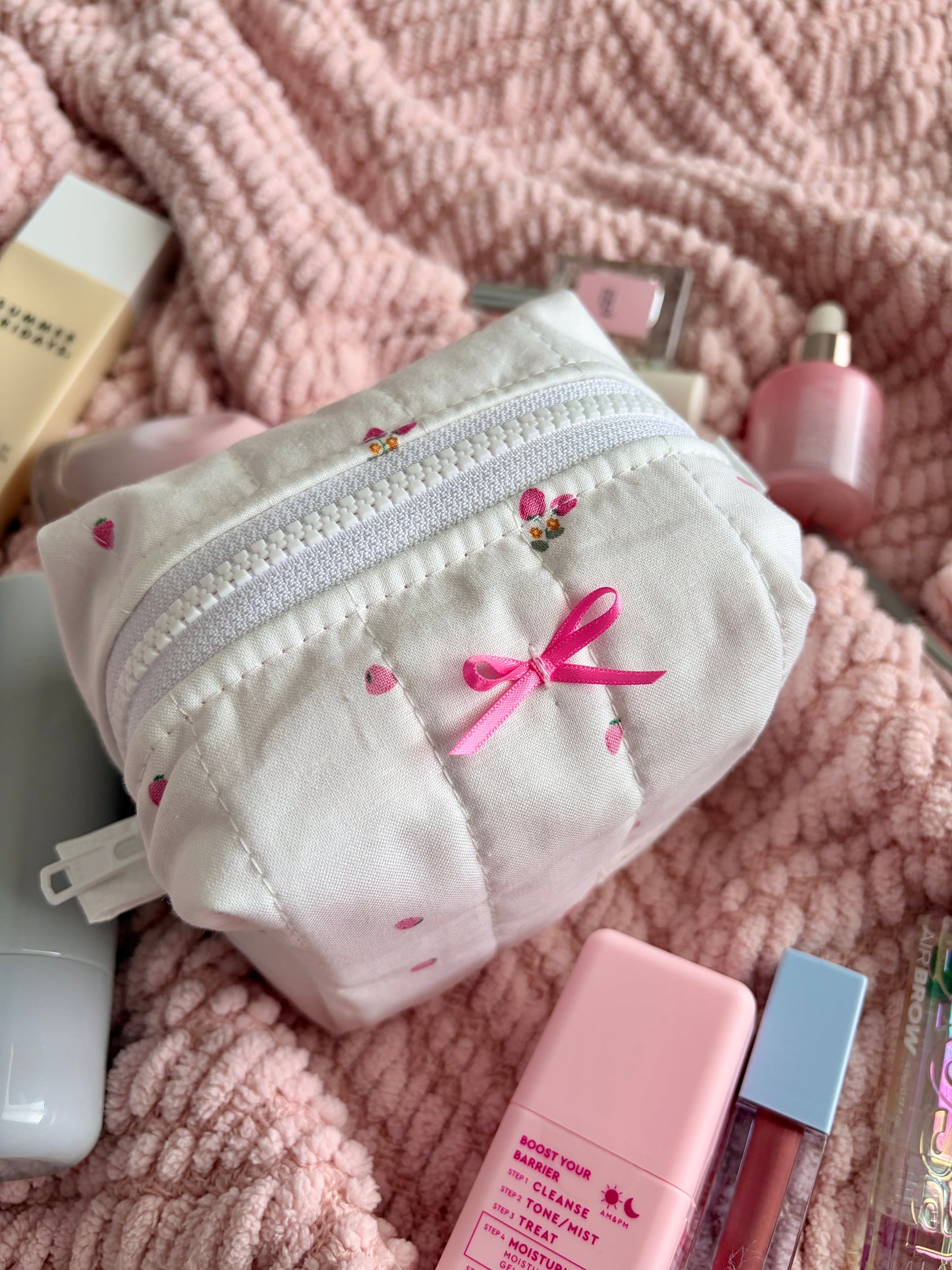 Berry Sweet Mini Makeup Bag with Pink Bow *limited-edition*