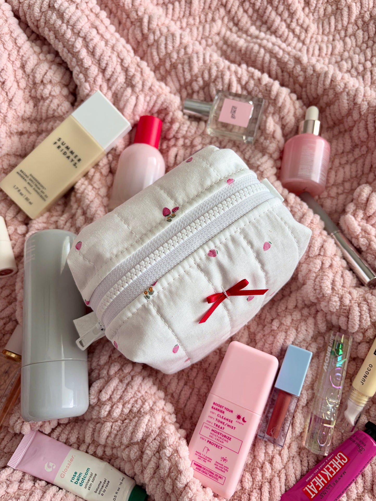 Berry Sweet Mini Makeup Bag with Red Bow *limited-edition*