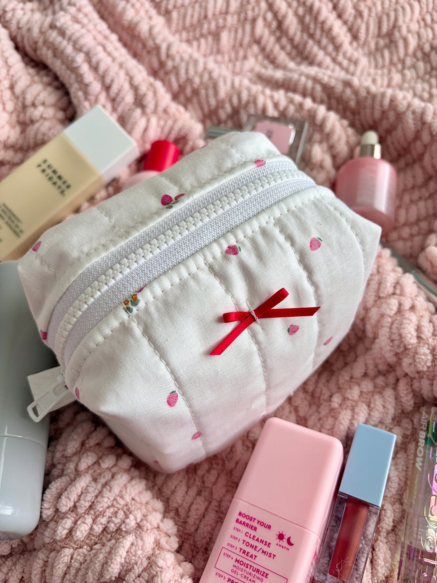 Berry Sweet Mini Makeup Bag with Red Bow *limited-edition*