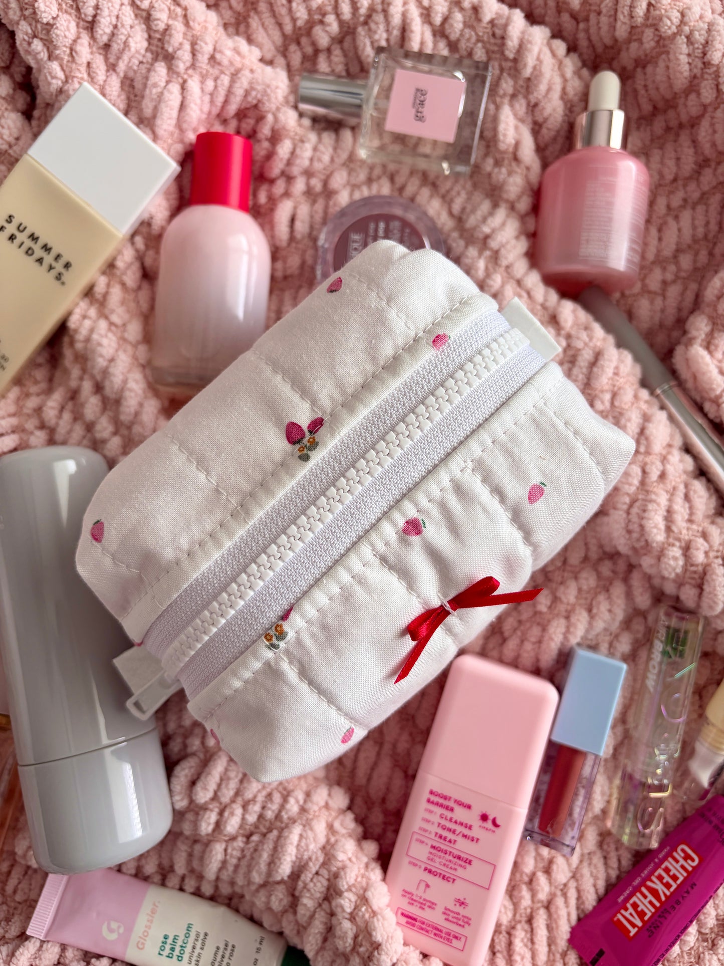 Berry Sweet Mini Makeup Bag with Red Bow *limited-edition*