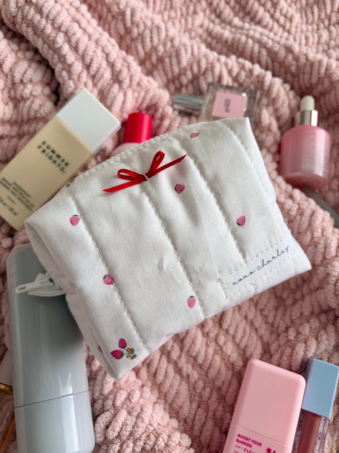 Berry Sweet Mini Makeup Bag with Red Bow *limited-edition*