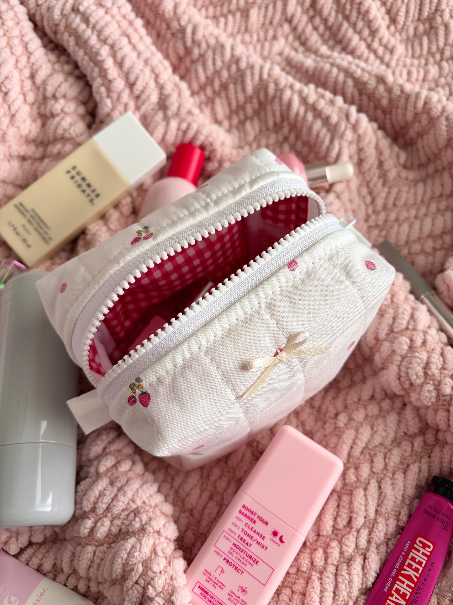 Berry Sweet Mini Makeup Bag with Ivory Bow *limited-edition*