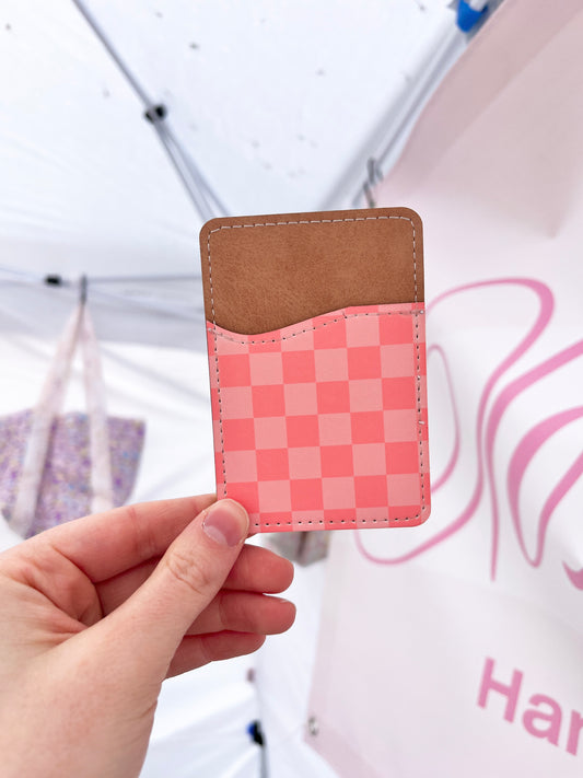 Orange Checkered Phone Wallet