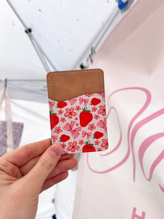 Pink Strawberries and Bows Phone Wallet