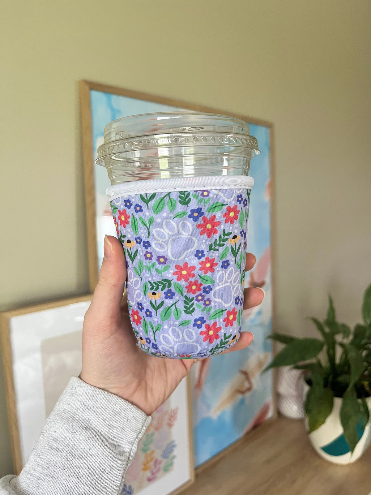 Small Purple Paw Cup Sleeve