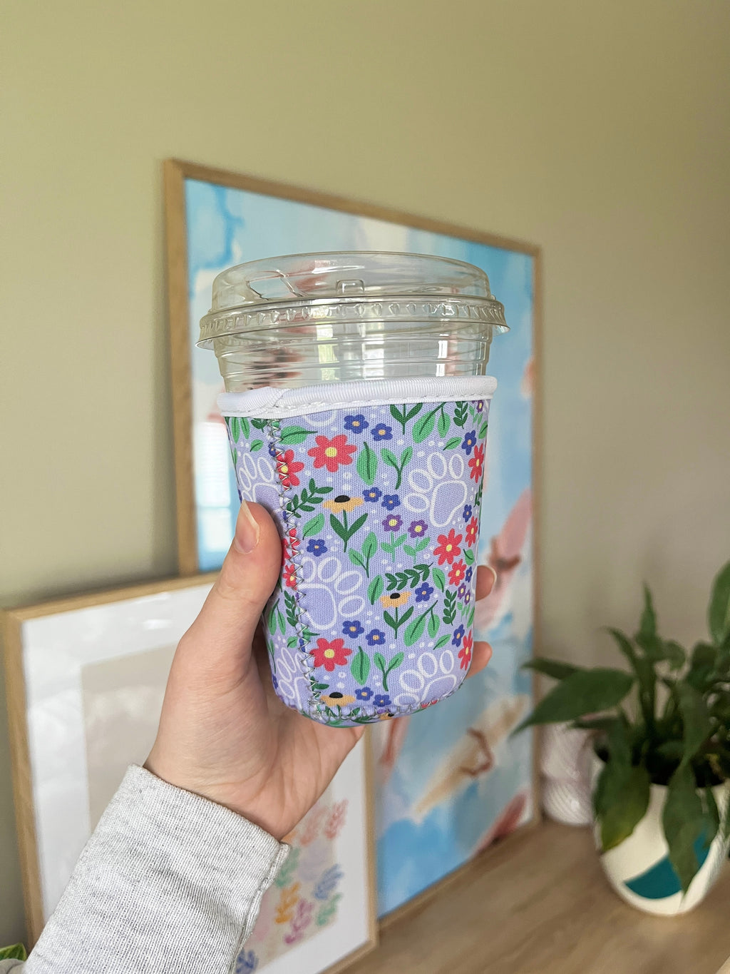 Small Purple Paw Cup Sleeve
