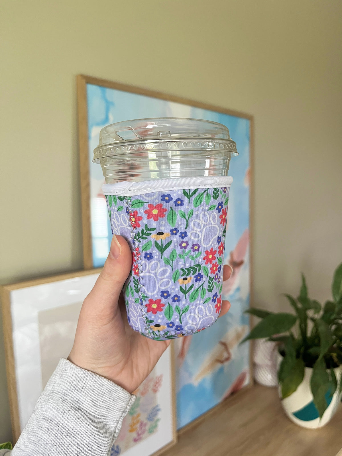 Small Purple Paw Cup Sleeve