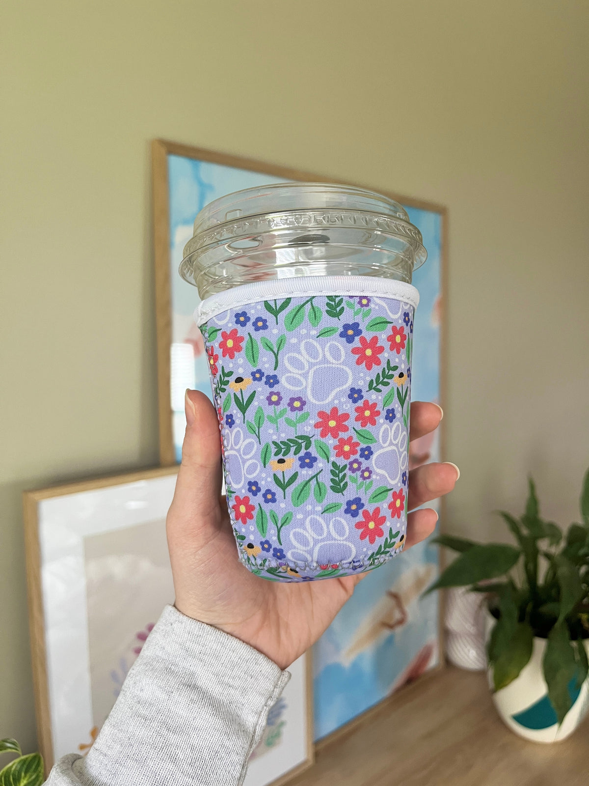 Small Purple Paw Cup Sleeve