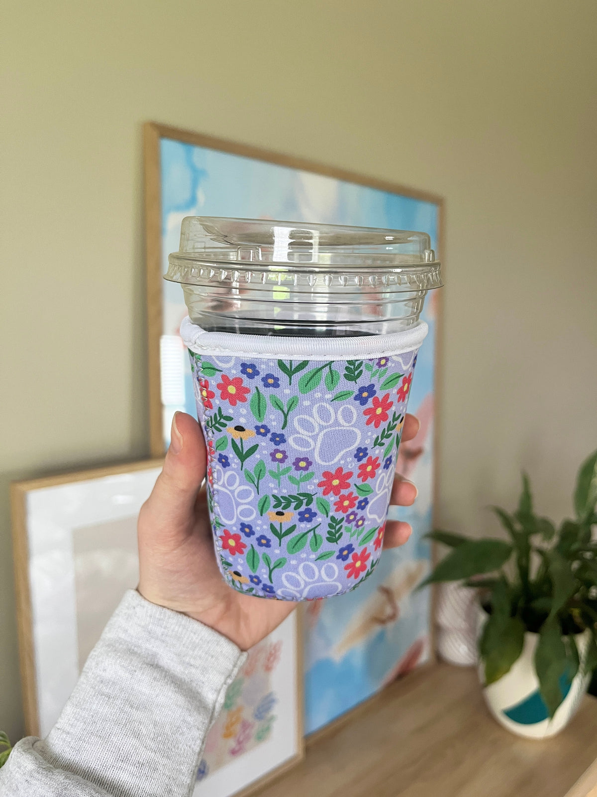 Small Purple Paw Cup Sleeve