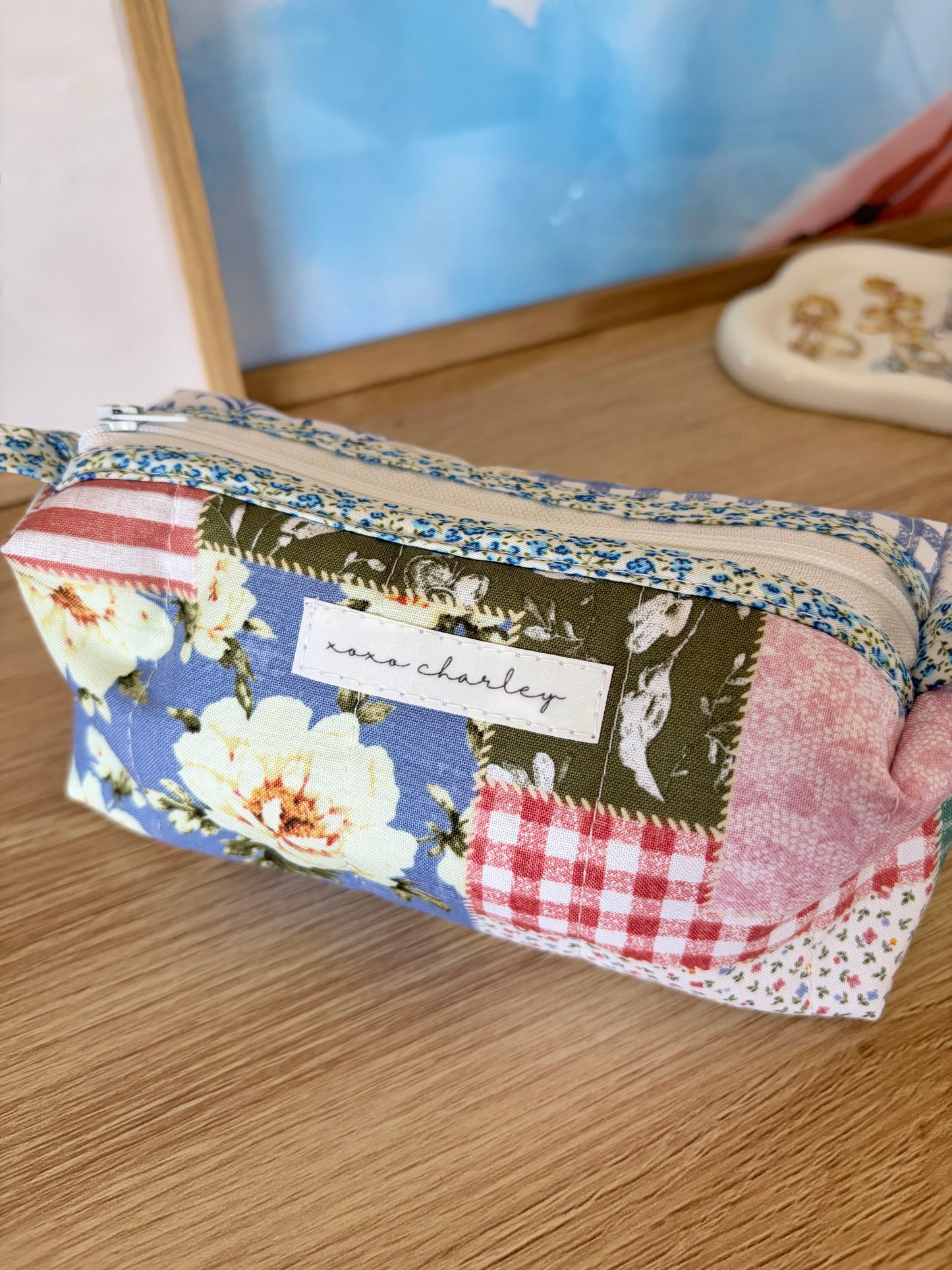 The Colorful Picnic Colorblock Bag - Blue Floral/Mini Flowers