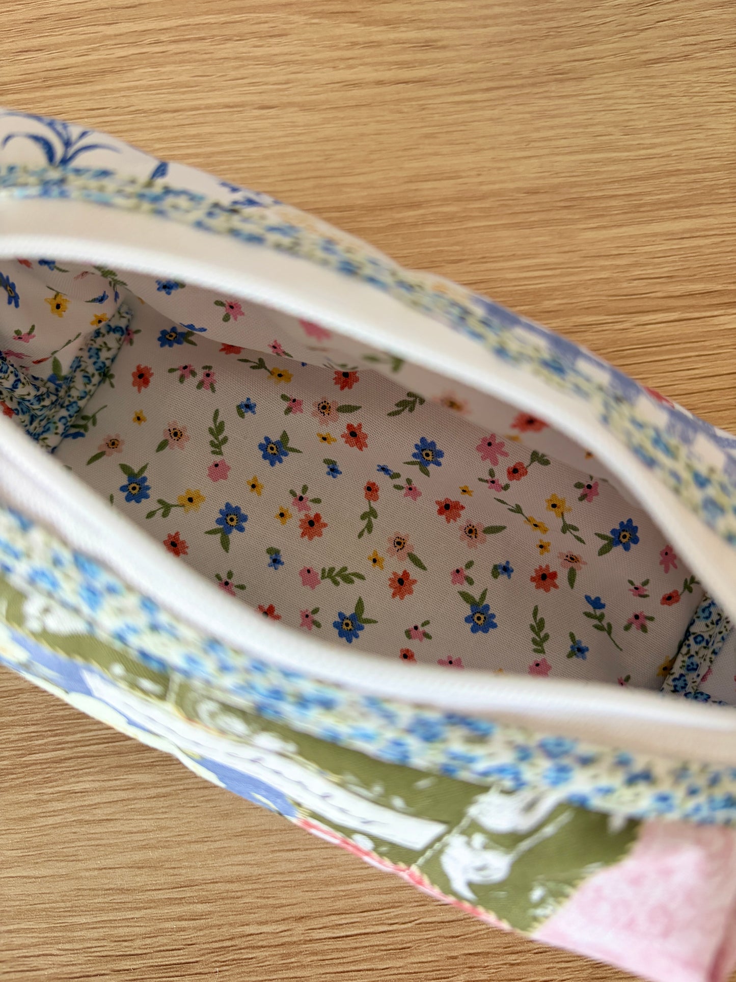 The Colorful Picnic Colorblock Bag - Blue Floral/Mini Flowers