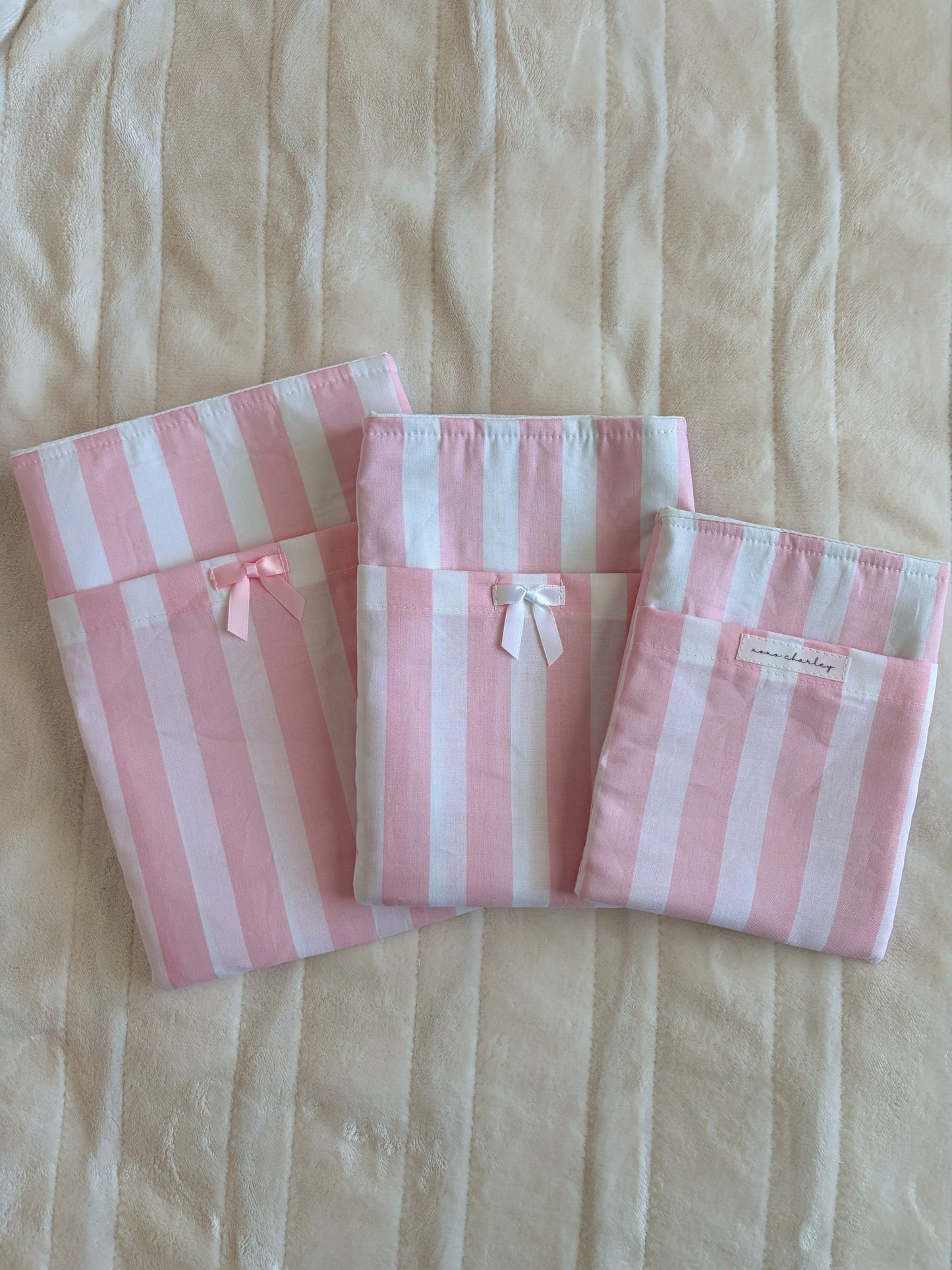 Pink & White Stripe E-Reader/Book Sleeve