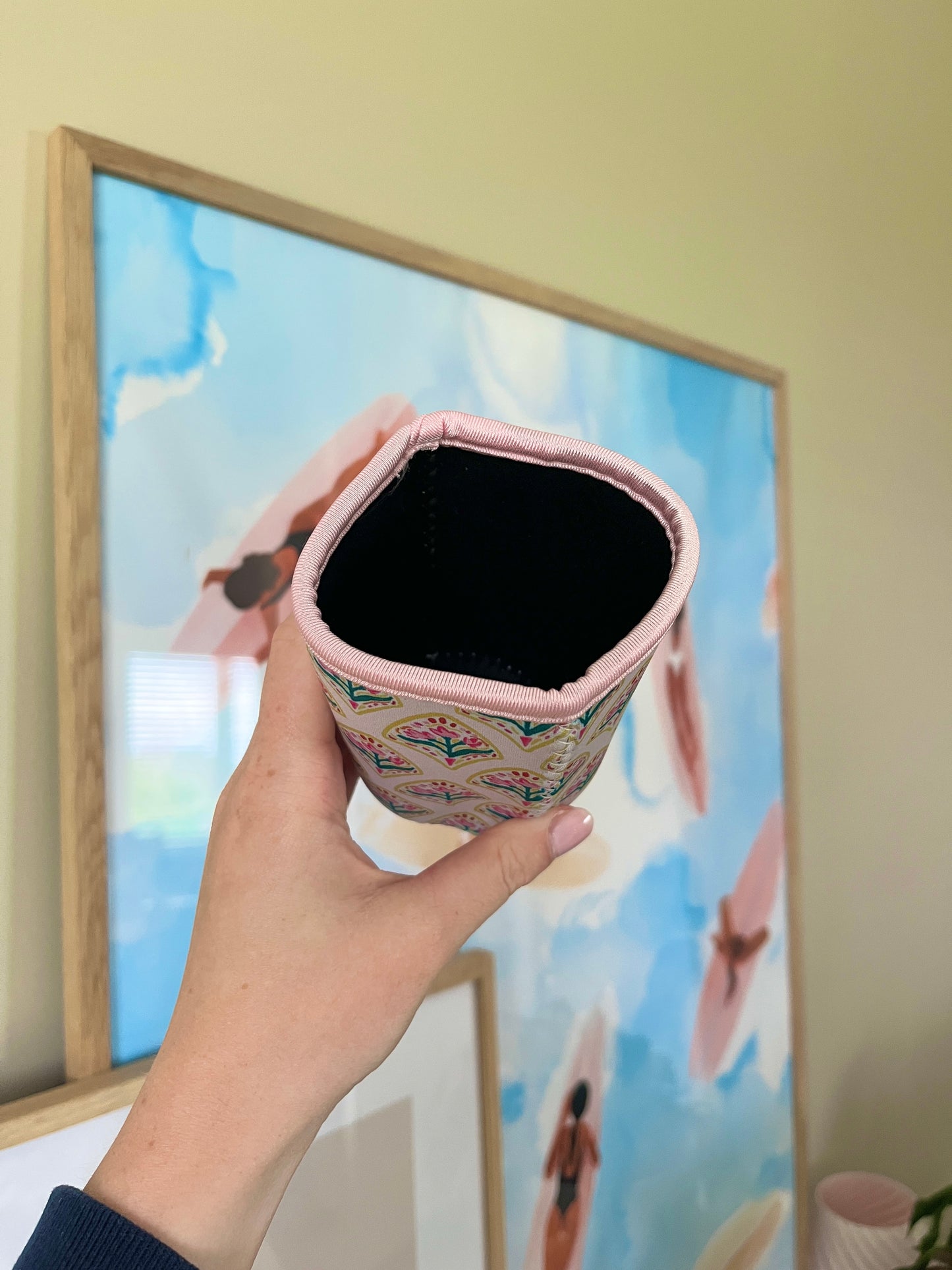 Small Yellow and Pink Floral Cup Coozie