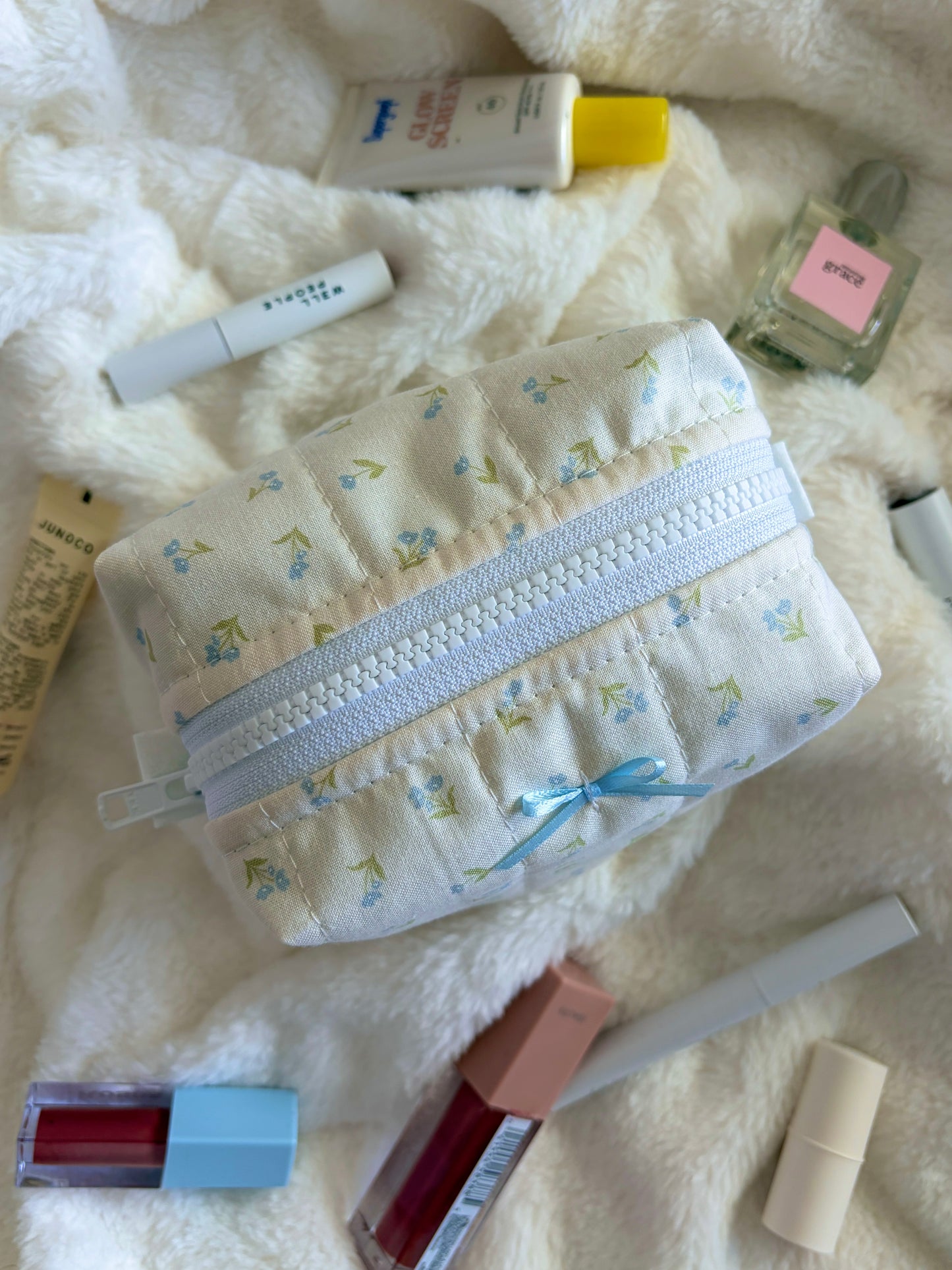 Periwinkle with Blue Bow Mini Makeup Bag *limited-edition*