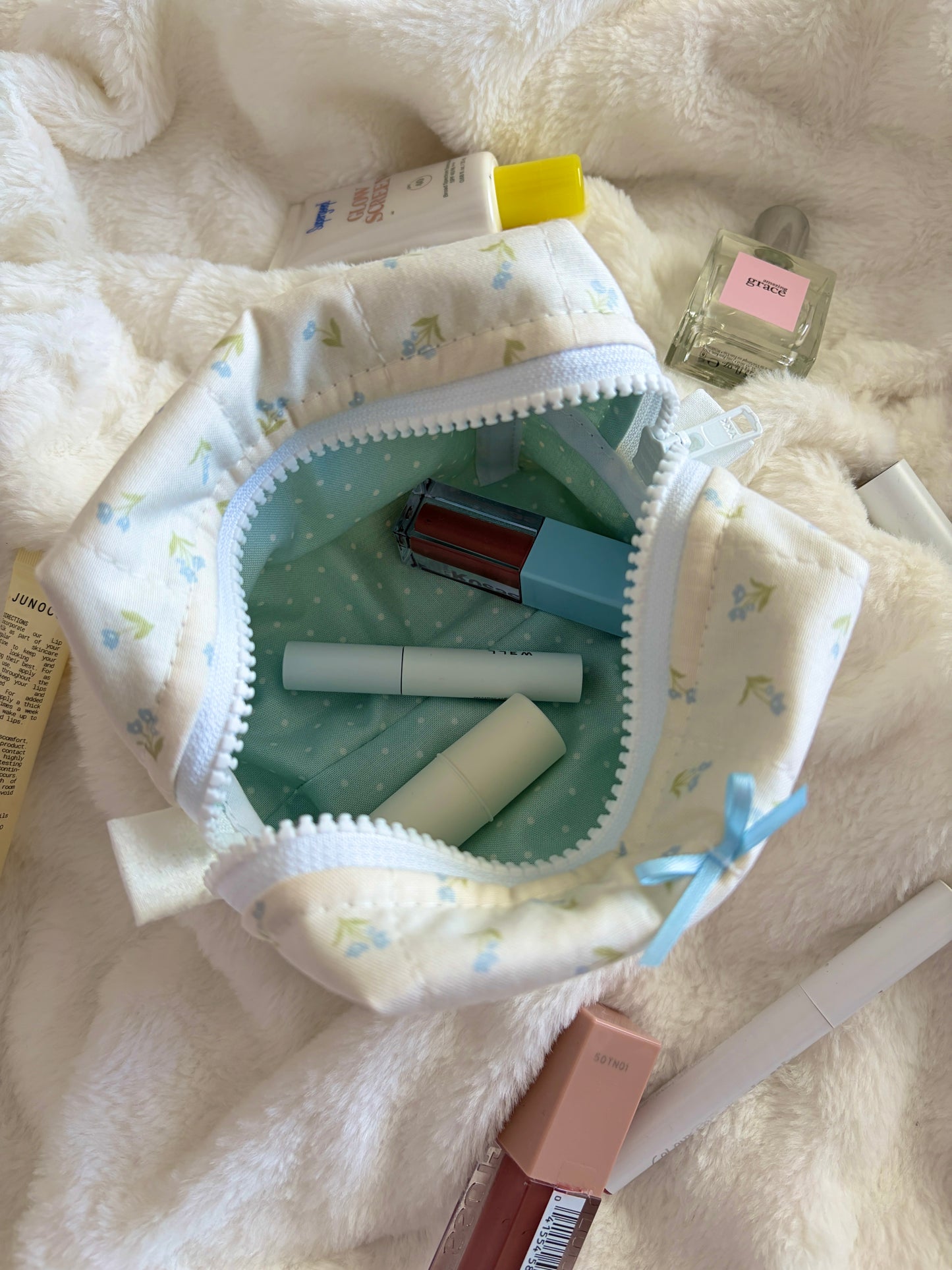 Periwinkle with Blue Bow Mini Makeup Bag *limited-edition*