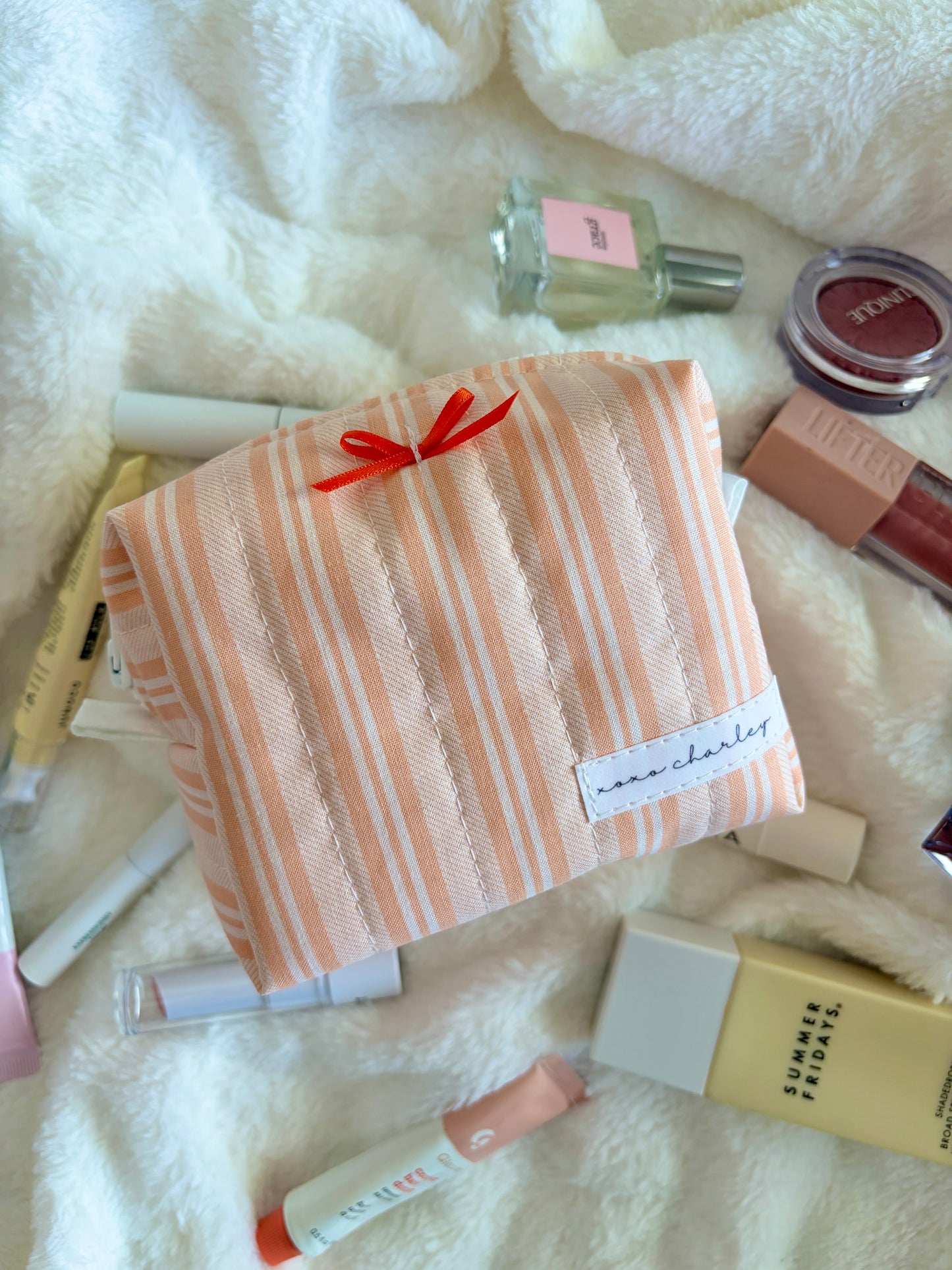 Apricot with Orange Bow Mini Makeup Bag *limited-edition*