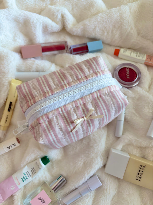 Mulberry with Ivory Bow Mini Makeup Bag *limited-edition*